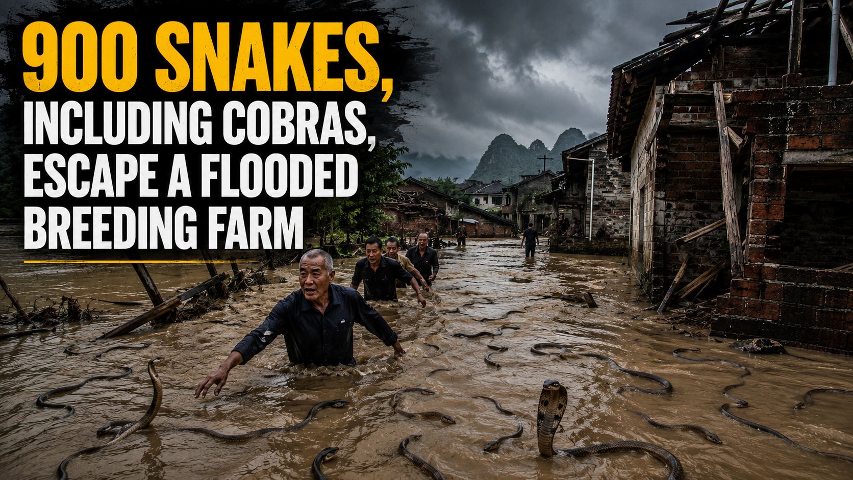 Read Latest News Online: Nine Hundred Snakes Escape Flooded Commercial Breeding Farm in Southern China